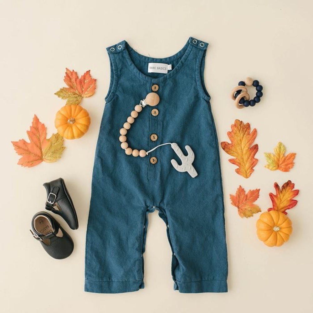 Babe Basics Cobalt Linen Romper